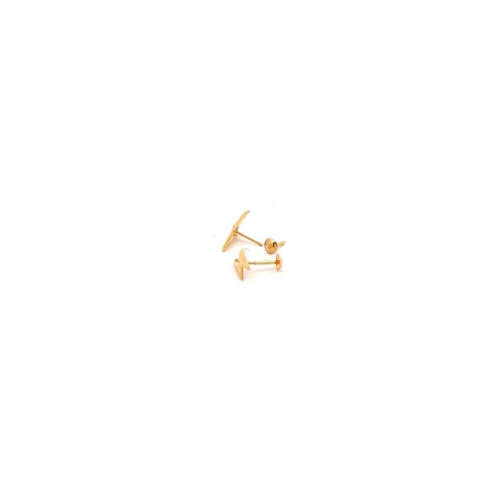 18K Gold Earrings Screw Type Lightning - Picture 3 of 5